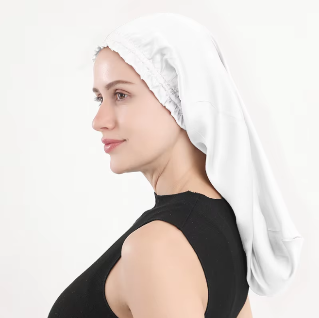 Sleeping cap mulberry silk long hair cap fungus side length cylindrical cap - Onvynix Labs