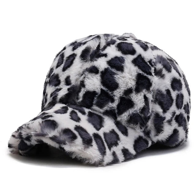 Short Brim Leopard Print Adjustable Women Baseball Cap Zebra Stripes Autumn Winter Short Plush Dad Hat Snapback - Onvynix Labs