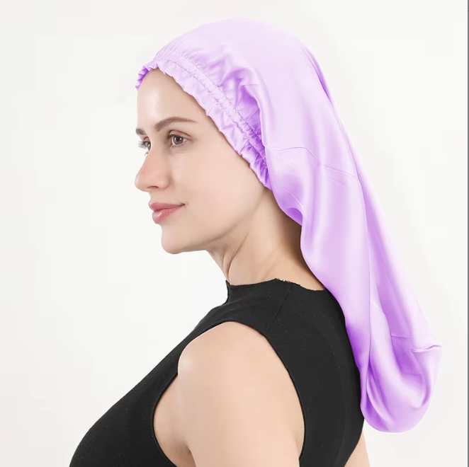 Sleeping cap mulberry silk long hair cap fungus side length cylindrical cap - Onvynix Labs
