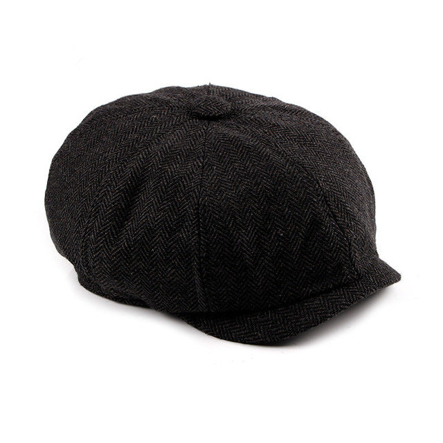 Newsboy Cap Beret Hat Men Women Hat Tweed Gatsby Octagonal Black White Herringbone Vintage Ivy Hats - Onvynix Labs