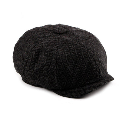 Newsboy Cap Beret Hat Men Women Hat Tweed Gatsby Octagonal Black White Herringbone Vintage Ivy Hats - Onvynix Labs