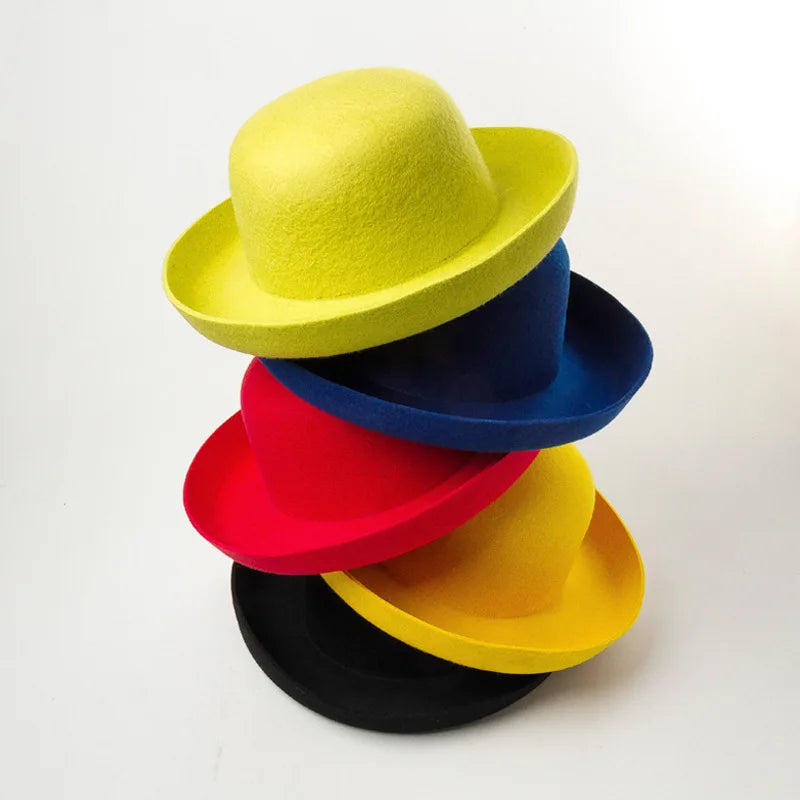 Autumn Winter New Solid Color Retro Dome Curled Wool Top Hat Travel Hat Fashion Casual Fedora Cap Chapeu Feminino Sombrero Mujer - Onvynix Labs