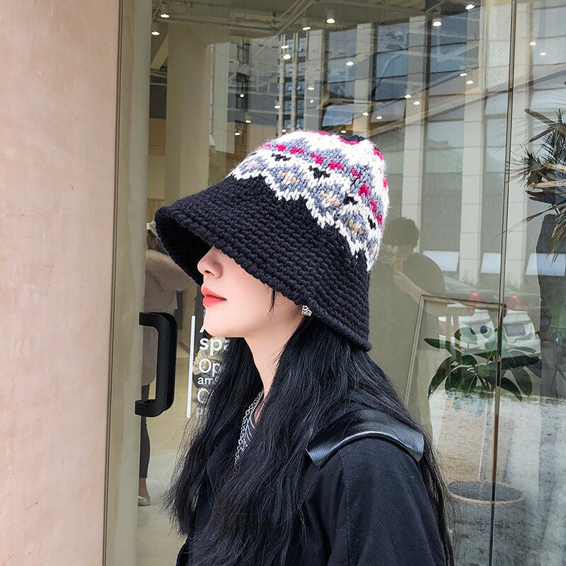 Female Knitting Bucket Hats Harajuku Bucket Hat Fishing Outdoor Panama Hip Hop Cap Men's Summer for Fisherman Hat Women Spring - Onvynix Labs