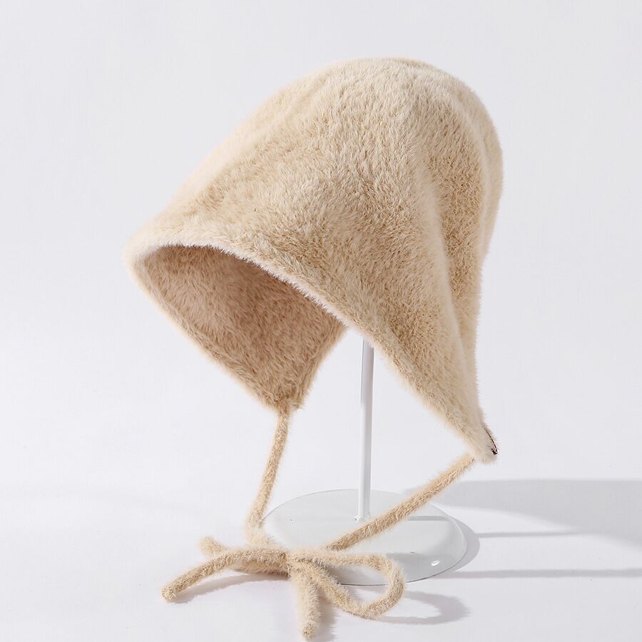 Women Autumn Winter New Plush Velvet Fisherman Hat Fashion Soft Rear Split Tether Wild Foldable Basin Cap Dome Bucket Hat Beanie - Onvynix Labs