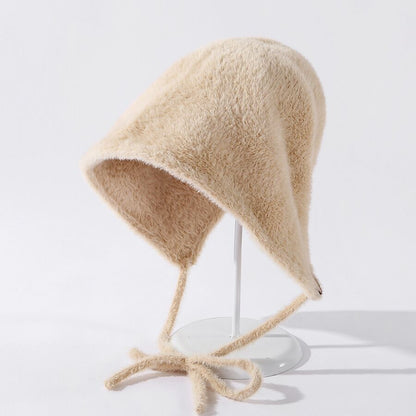Women Autumn Winter New Plush Velvet Fisherman Hat Fashion Soft Rear Split Tether Wild Foldable Basin Cap Dome Bucket Hat Beanie - Onvynix Labs