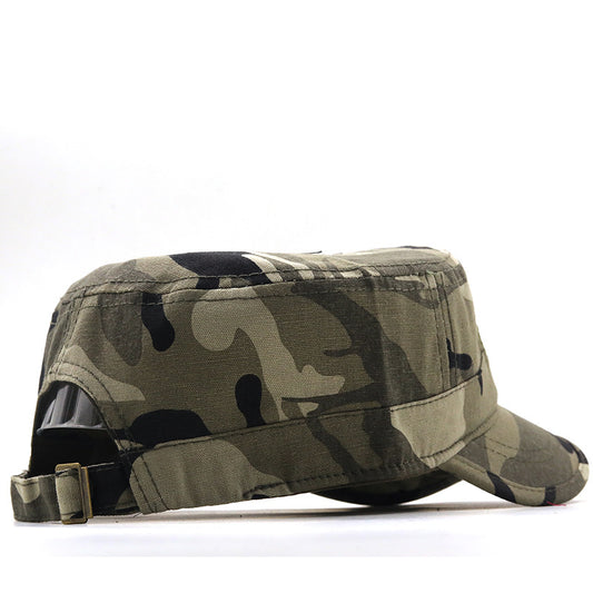 Student Military Training Camping Hat Flat Cap Woodland Camouflage Training Cap Cotton Outdoor Peaked Cap Sunshade - Onvynix Labs