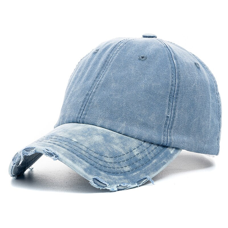 New Unisex Washed Cotton Cap High Quality Denim Plain Baseball Cap Men Women Adjustable Casual Outdoor Streetwear Fashion Hat - Onvynix Labs
