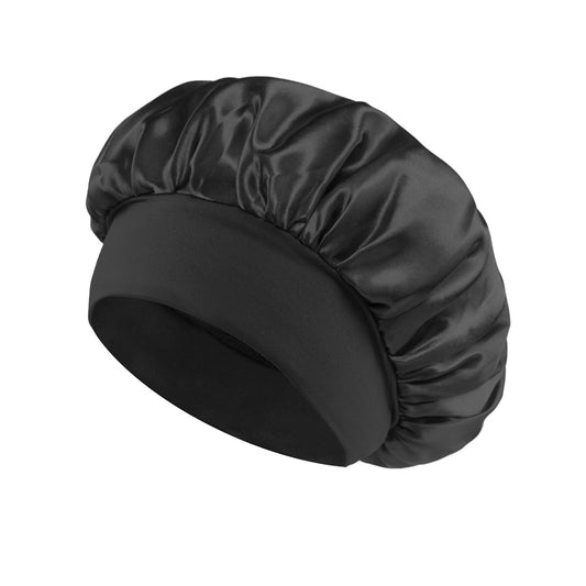 Solid Color Bath Cap Adult Fashion Satin Wide Brim Sleep Cap for Women Chemotherapy Hair Care - Onvynix Labs