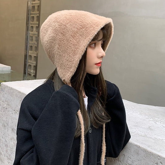 Women Autumn Winter New Plush Velvet Fisherman Hat Fashion Soft Rear Split Tether Wild Foldable Basin Cap Dome Bucket Hat Beanie - Onvynix Labs