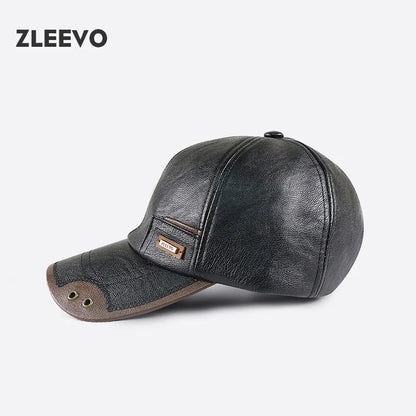 Autumn and Winter new PU leather baseball cap fashion stitching and brushed middle-aged and elderly peaked cap - Onvynix Labs