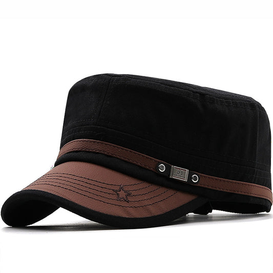 Military Fans Flat Cap Men's Camouflage Baseball Cap Leather Peaked Cap Military Cap Curved Brim Casual Mountaineering Sun Hat - Onvynix Labs