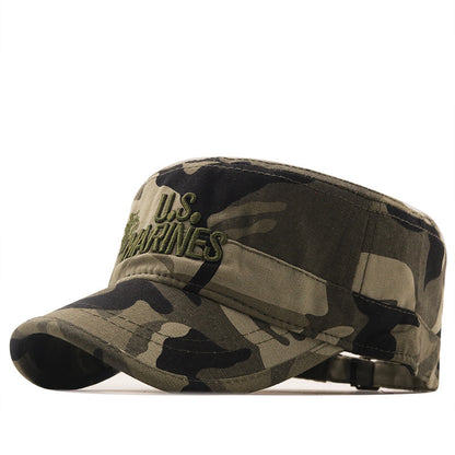 Student Military Training Camping Hat Flat Cap Woodland Camouflage Training Cap Cotton Outdoor Peaked Cap Sunshade - Onvynix Labs