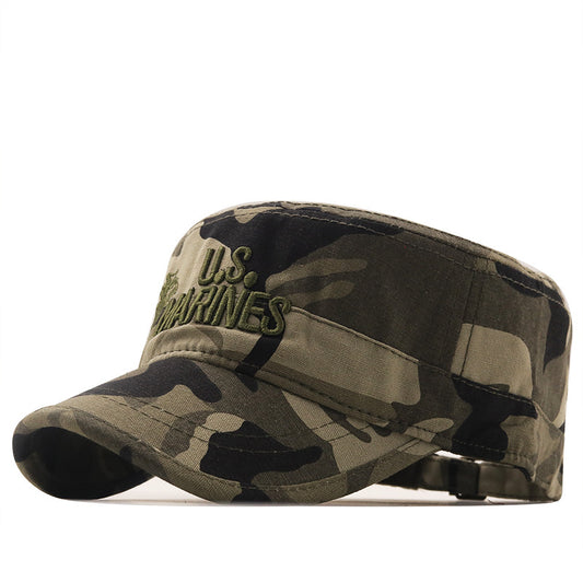 Student Military Training Camping Hat Flat Cap Woodland Camouflage Training Cap Cotton Outdoor Peaked Cap Sunshade - Onvynix Labs