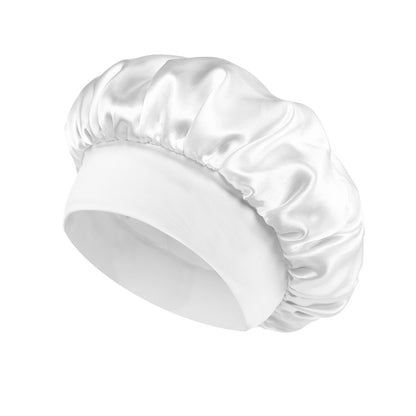 Solid Color Bath Cap Adult Fashion Satin Wide Brim Sleep Cap for Women Chemotherapy Hair Care - Onvynix Labs