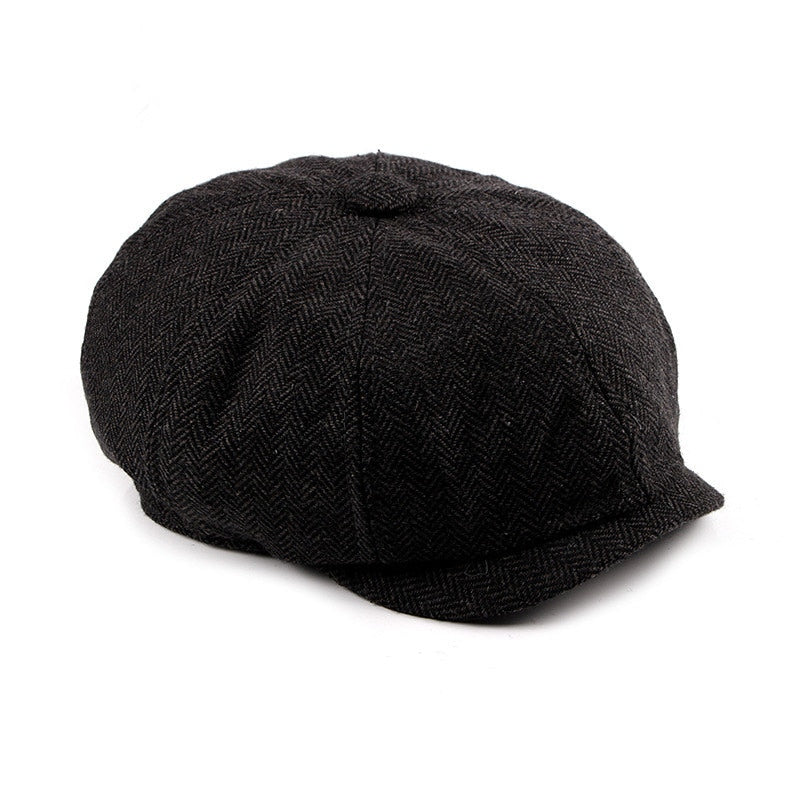 Newsboy Cap Beret Hat Men Women Hat Tweed Gatsby Octagonal Black White Herringbone Vintage Ivy Hats - Onvynix Labs