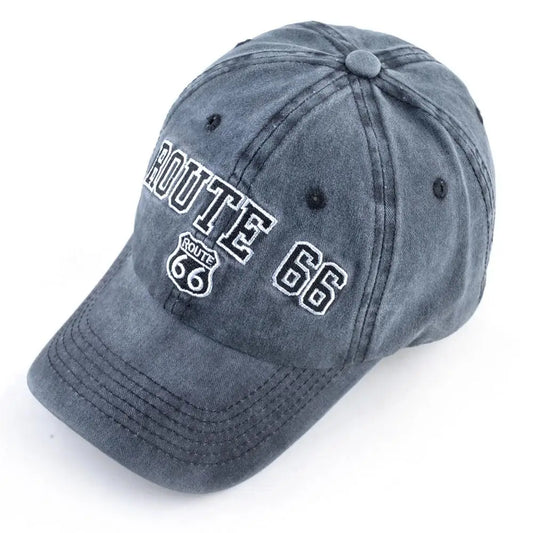 Vintage washed cotton ROUTE 66 Embroidery baseball cap hat for women men outdoor sports caps good quality Hip Hop Fitted Cap - Onvynix Labs