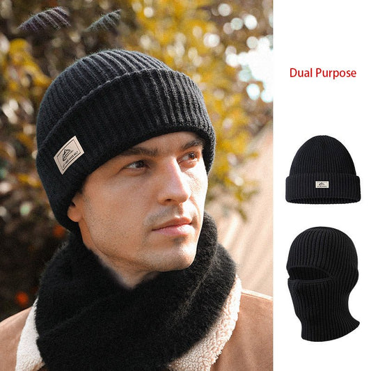 Autumn And Winter Pile Of Hat Male Windproof Ear Protection Show Face Small Anti-Cold Warm Knitted Cap Mask Dual-Use Woolen Cold Cap - Onvynix Labs