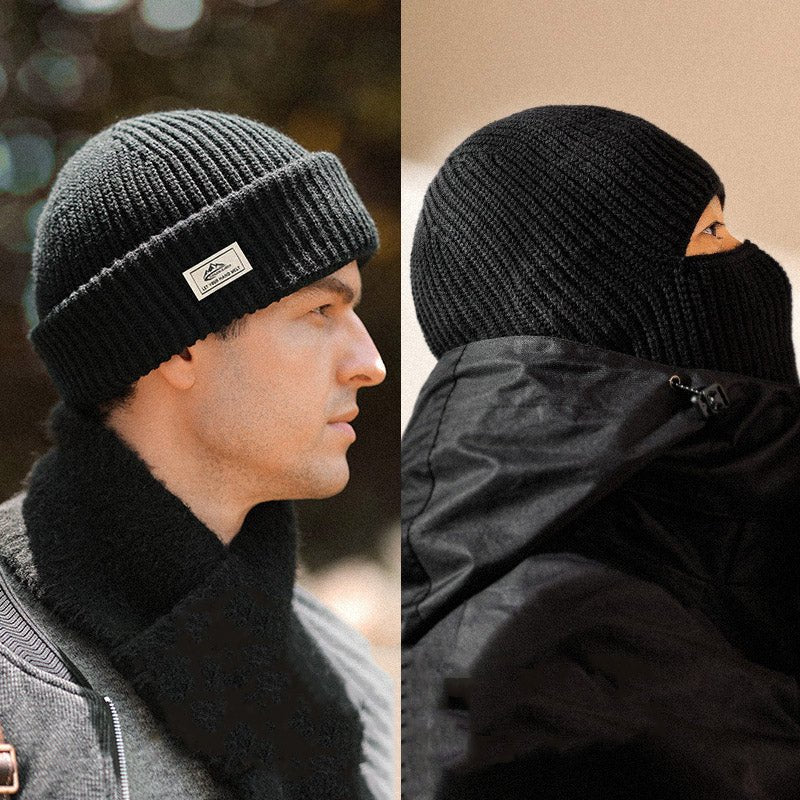 Autumn And Winter Pile Of Hat Male Windproof Ear Protection Show Face Small Anti-Cold Warm Knitted Cap Mask Dual-Use Woolen Cold Cap - Onvynix Labs
