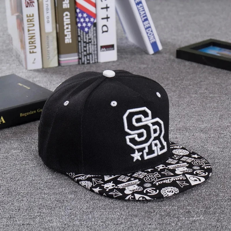 Embroidered Letter SR Baseball Cap Men Hip Hop Cap Women Outdoor Sports Casual Flat Brim Hat Adjustable Biker Hat - Onvynix Labs