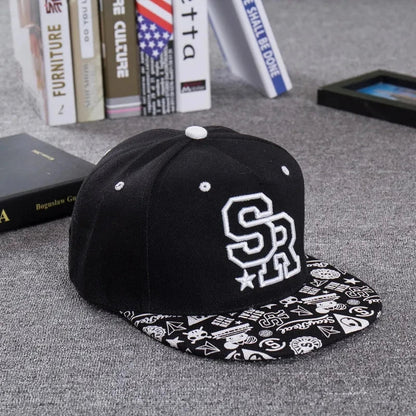 Embroidered Letter SR Baseball Cap Men Hip Hop Cap Women Outdoor Sports Casual Flat Brim Hat Adjustable Biker Hat - Onvynix Labs