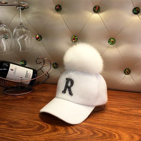 Fashion Faux fur ball baseball cap winter Faux seahorse hair Warm Cap For Women Rhinestone Diamond Letter Visor Hats - Onvynix Labs