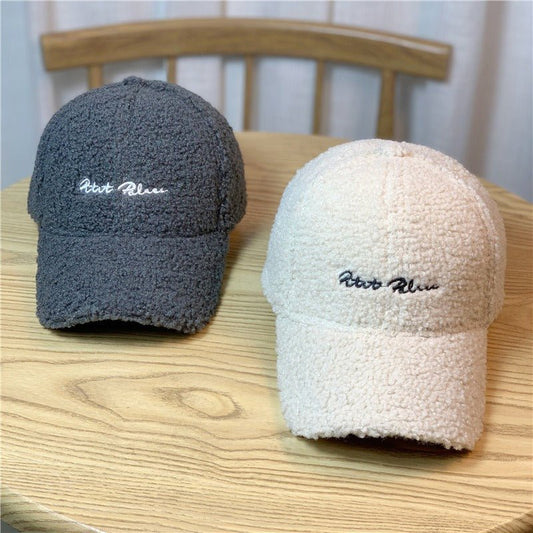 Lamb Hair Hat Female Autumn And Winter Fashion Plush Duck Tongue Hat Winter Lambswool Baseball Cap Winter - Onvynix Labs