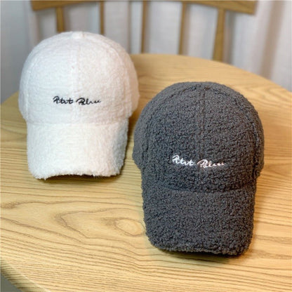 Lamb Hair Hat Female Autumn And Winter Fashion Plush Duck Tongue Hat Winter Lambswool Baseball Cap Winter - Onvynix Labs