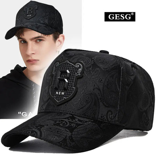 Spring and Summer New Hat Men's Tall Crown Cashew Embossed Baseball Cap Fashion Face-Looking Small Men Casual Peaked Cap - Onvynix Labs
