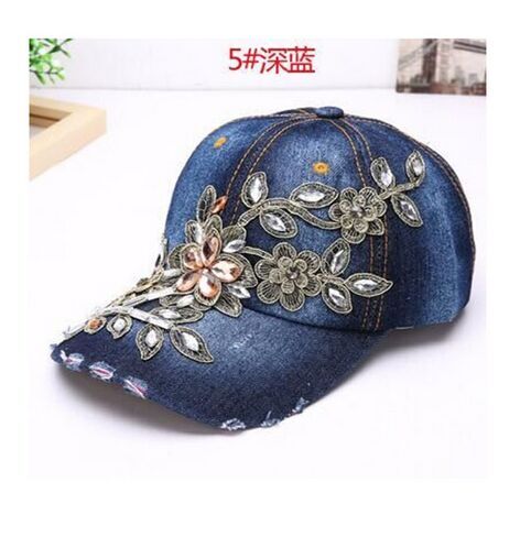 Women's Baseball Cap Diamond Painting Embroidery Flower Denim Snapback Hats Jeans Woman Female Cap Cowboy Summer Sun Hat - Onvynix Labs
